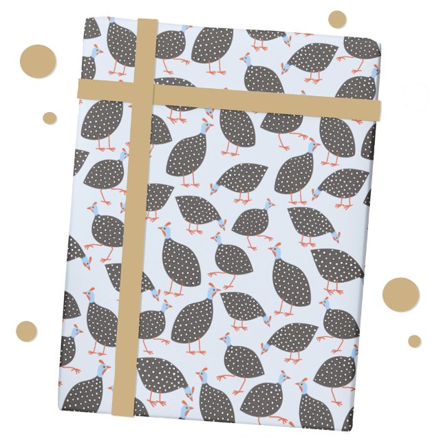 Guinea Hens Bird Mönster Presentpapper (Fun Guinea Fowl farm bird gift wrapping paper roll)