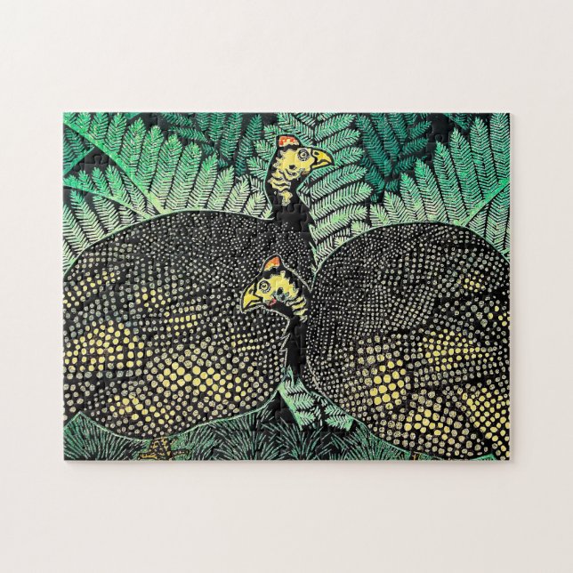 Guinea Hens kasamatsu shiro bird japananart Pussel (Horisontell)