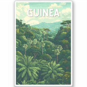 Guinea Illustration Travel Art Vintage Klistermärken
