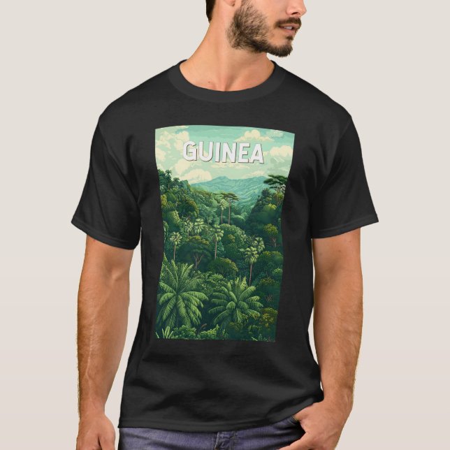 Guinea Illustration Travel Art Vintage T Shirt (Framsida)
