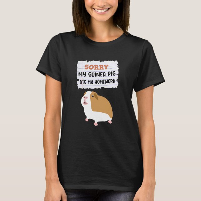 Guinea Pig Ate My Homework Kids School T Shirt (Framsida)