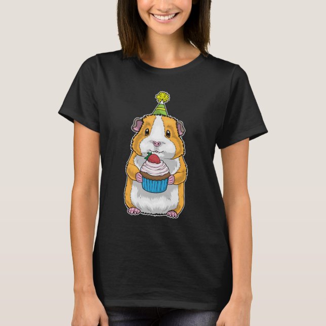 Guinea pig Birthday Cupcake T Shirt (Framsida)