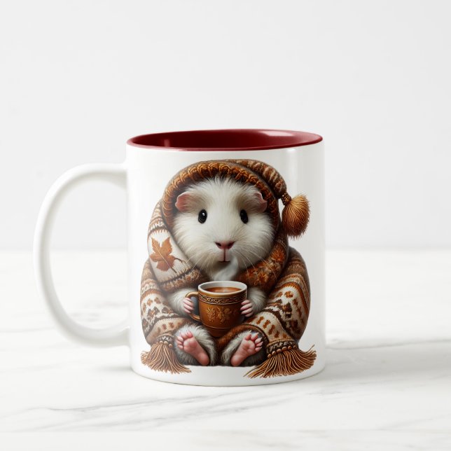Guinea Pig Bliss Mug - Cozy Autumn Chilling Coffee Två-Tonad Mugg (Vänster)