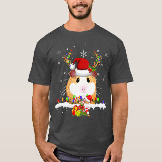 Guinea Pig Christmas Reindeer Christmas Lights T Shirt
