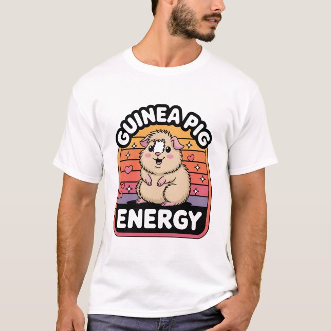 Guinea Pig Energy Cute Retro Cavy Lover Design T Shirt (Framsida)