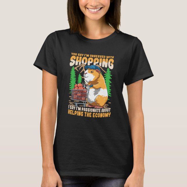 GUINEA PIG FOOD SHOPPING CART T SHIRT (Framsida)