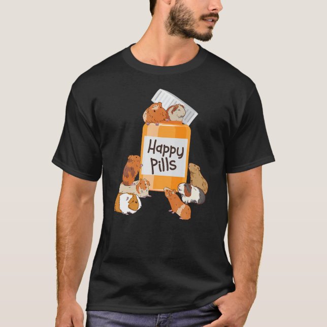 Guinea Pig Happy Pills T Shirt (Framsida)