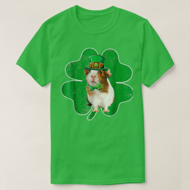 Guinea Pig Leprechaun Hat & Shamrock Irish St Patr T Shirt (Design framsida)