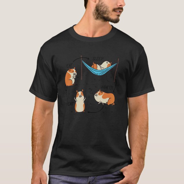 Guinea Pig Life Cycle Eat Sleep Wheek Repeat Anima T Shirt (Framsida)