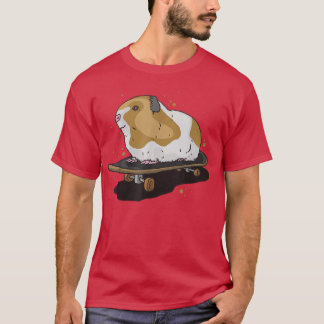 Guinea pig on skateboard skateboarding  t shirt