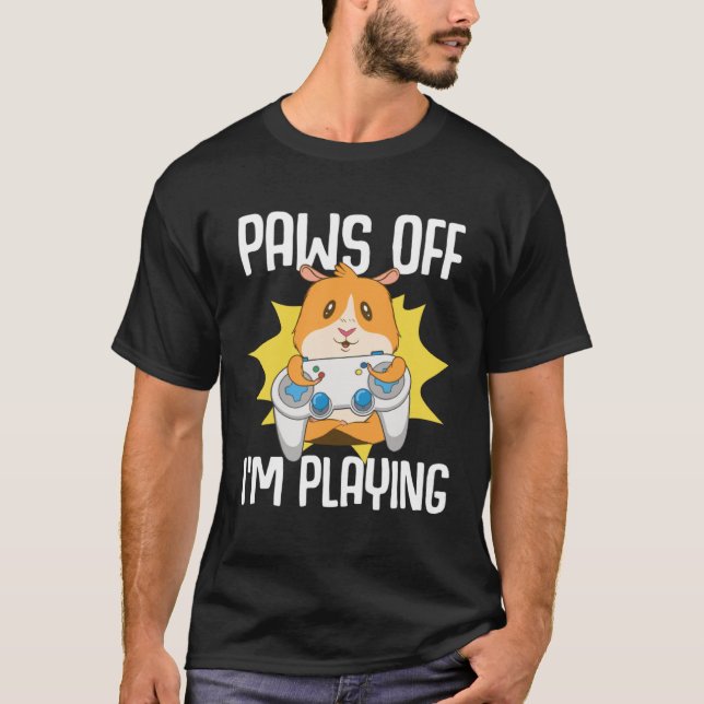 Guinea Pig  Paws Off I m Playing T Shirt (Framsida)