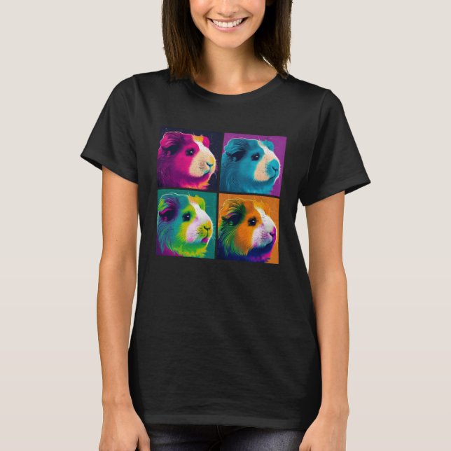 Guinea Pig Pop Illustration Colorful Animal Women  T Shirt (Framsida)