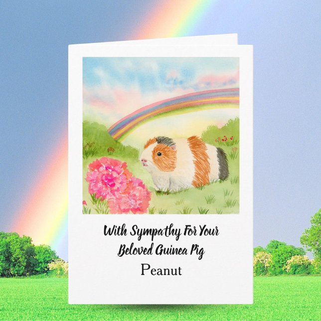 Guinea Pig Rainbow Sympathy with Carnations Name Kort (Skapare uppladdad)