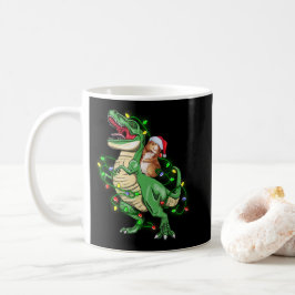 Guinea Pig Riding Christmas Light T Rex Dinosaur Kaffemugg