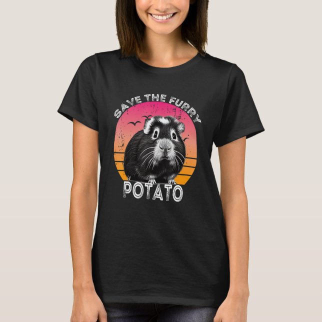 Guinea Pig Save The Furry Potato T Shirt (Framsida)