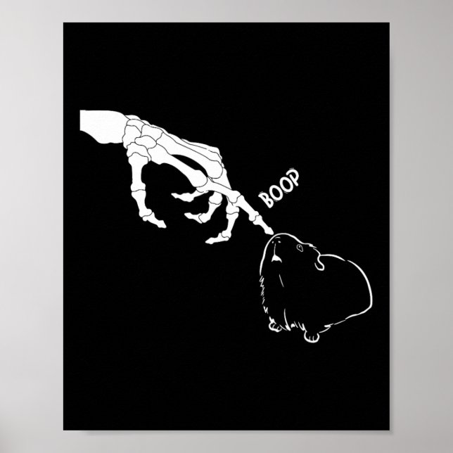 Guinea Pig Scary Skeleton Hand Boop Funny Spooky H Poster (Framsidan)