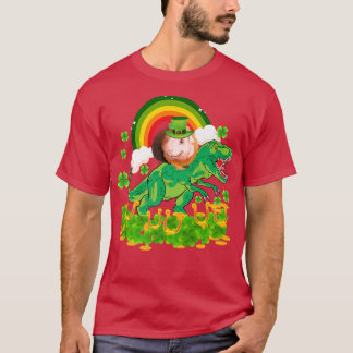 Guinea Pig Wearing Irish Hat Riding Dinosaur T Re  Shirt