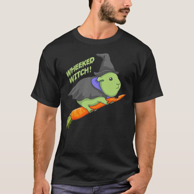 Guinea Pig Wheeked Witch Halloween T Shirt (Framsida)