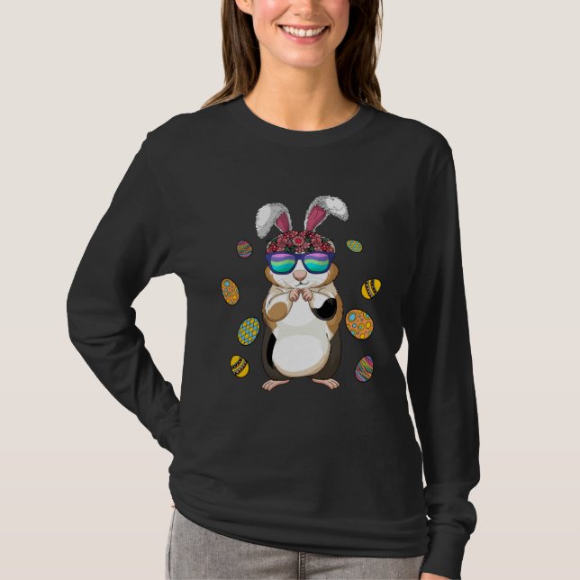 Guinea Pig With Cute Bunny Ears Happy Easter Day E T Shirt (Framsida)