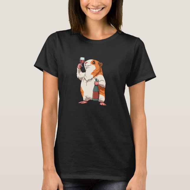 Guinea Pig With Wine for a Guinea Pig T Shirt (Framsida)