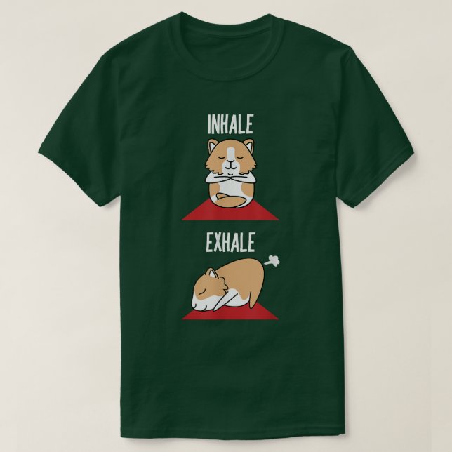 Guinea Pig Yoga Fart Funny Inhale Ehale Pet Positi T Shirt (Design framsida)