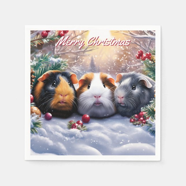 Guinea Pigs Winter Wonderland Christmas Pappersservett (Framsidan)