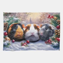 Guinea Pigs Winter Wonderland Kökshandduk