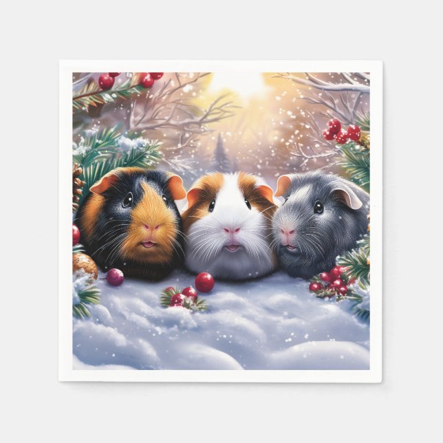 Guinea Pigs Winter Wonderland Pappersservett (Framsidan)