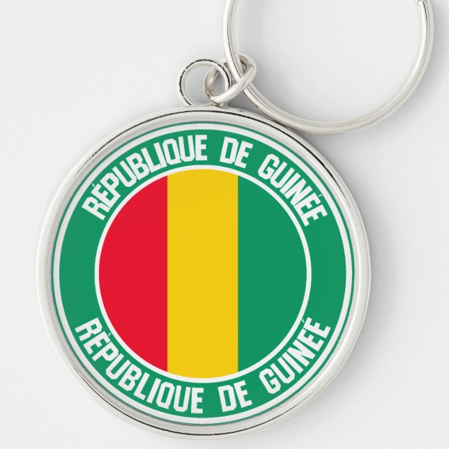 Guinea Round Emblem Rund Silverfärgad Nyckelring (Framsidan)