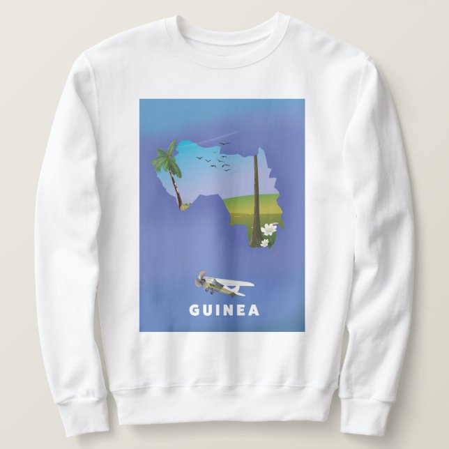 Guinea South Afrika Ski poster utskrift. Lång Ärmad Tröja (Design framsida)