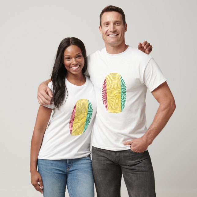 Guineanska Flagga Fingerprint T Shirt (Unisex)