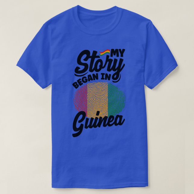 Guineanska Guineas Flagga Min historia började i G T Shirt (Design framsida)