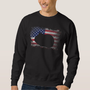 Guineanskt Gris-amerikanskt Flagga Proud Usa Patri Lång Ärmad Tröja