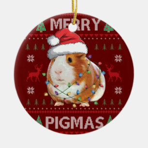 Guineanskt Gris: God jul, Merry Pigmas Julgransprydnad Keramik