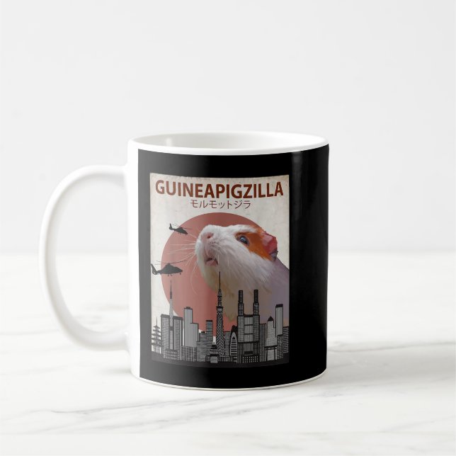Guineapigzilla Funny Guinea Gris Gift Kaffemugg (Vänster)