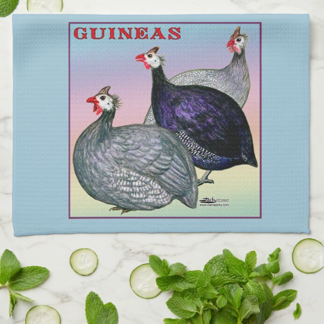 guineas 3 Fowl Kökshandduk (Vikta)