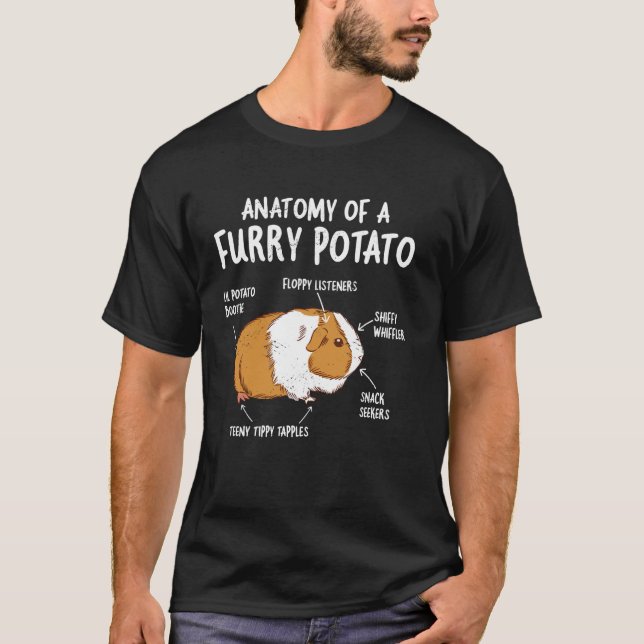 Guineas anatomi i Hårig Potato Funny Cavy Manar T Shirt (Framsida)