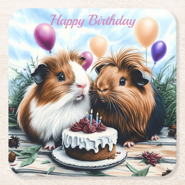 Guineas Födelsedagsfest Birthday Underlägg Papper Kvadrat (Framsidan)