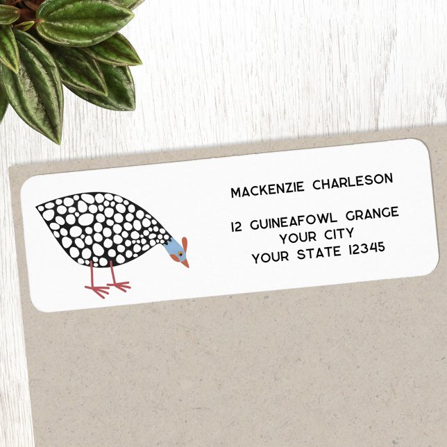 Guineas Fowl Bird Returadress Returadress Etikett (Fun Guineafowl bird return address label)