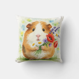 Guineas Gris Cavia Cavy Flowers Pillow Kudde