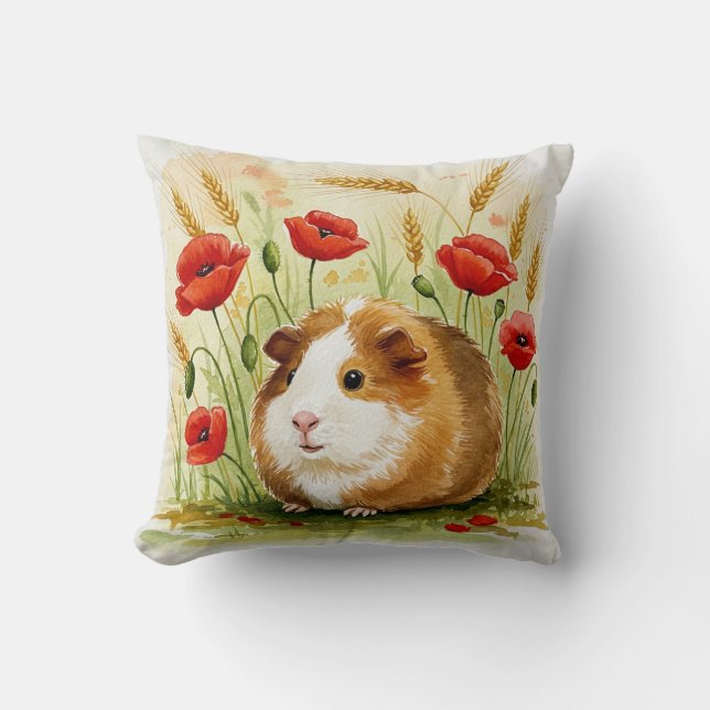 Guineas Gris Cavia Cavy Flowers Pillow Kudde (Framsida)