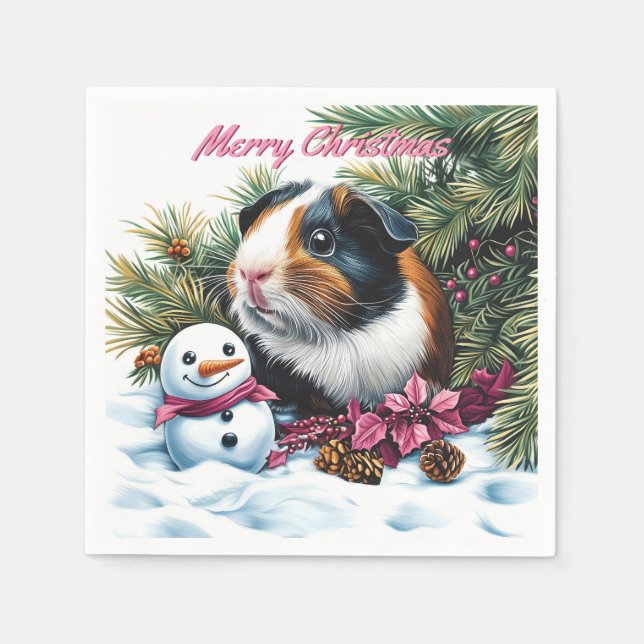 Guineas Gris och Snögubbe jul Pappersservett (Framsidan)