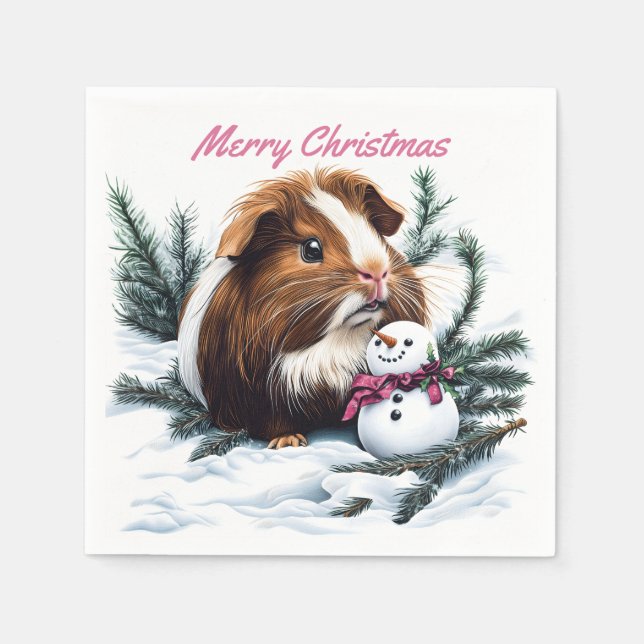 Guineas Gris och Snögubbe jul Pappersservett (Framsidan)