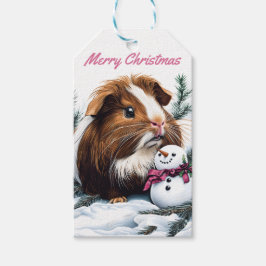 Guineas Gris och Snögubbe jul Presentetikett