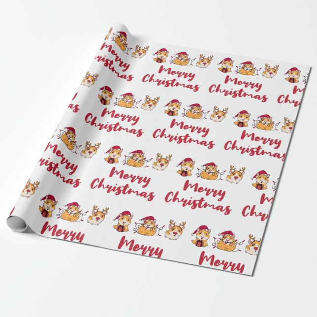 Guineas Grisar God jul Roligt Red Hats Funny Presentpapper (Utrullad)