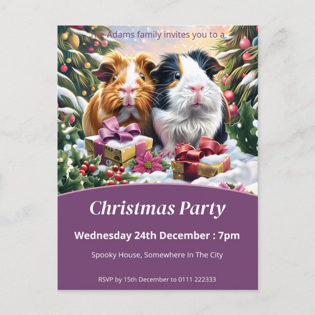 Guineas Grisar-jul Party Inbjudan Vykort (Framsida)