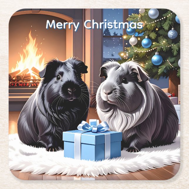 Guineas Grisar och gåvans jul Underlägg Papper Kvadrat (Framsidan)