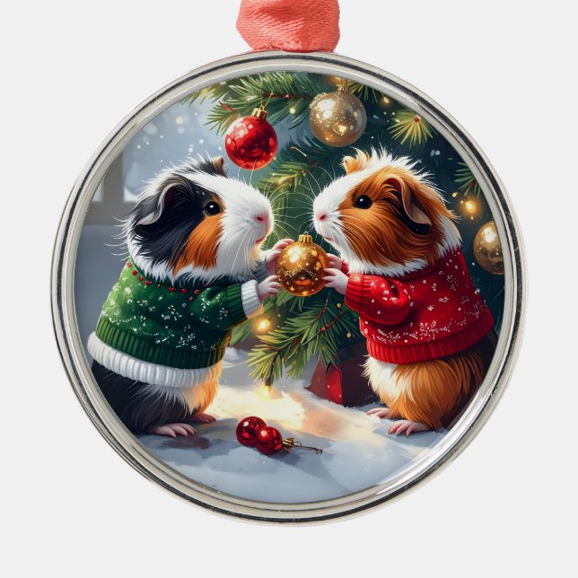 Guineas Grisar och Julgran jul Julgransprydnad Metall (Framsidan)