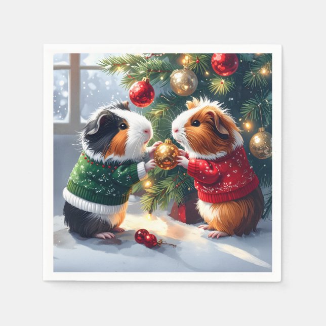 Guineas Grisar och Julgran jul Pappersservett (Framsidan)