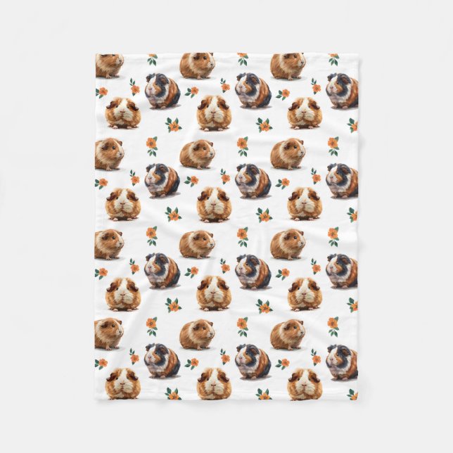 Guineas Grisar och Orange Flowers Fleecefilt (Framsidan)